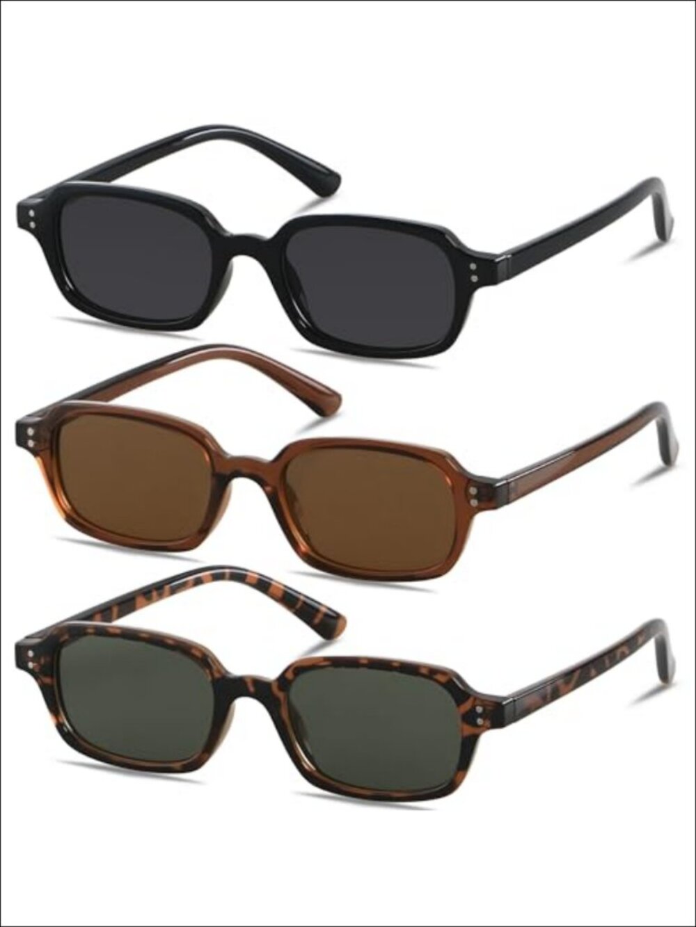 Retro Rectangle Sunglasses Small Narrow 90s Y2K UV400 Unisex